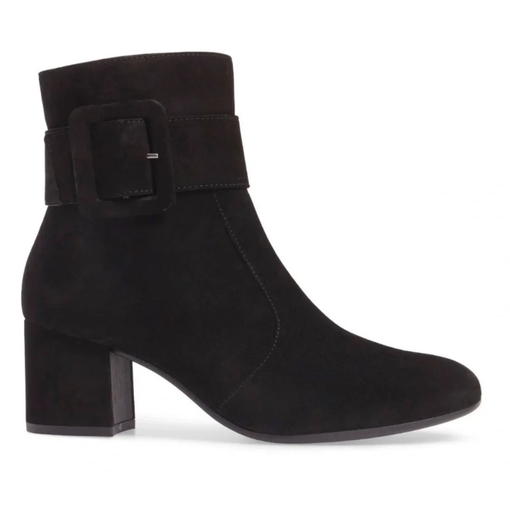 New PAUL GREEN Natalia Buckle Black Suede Ankle Boots Size 6.5